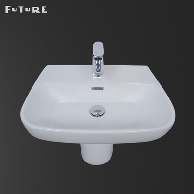 555*455*380mm Half Pedestal Wash Basin Compact Pedestal Sink