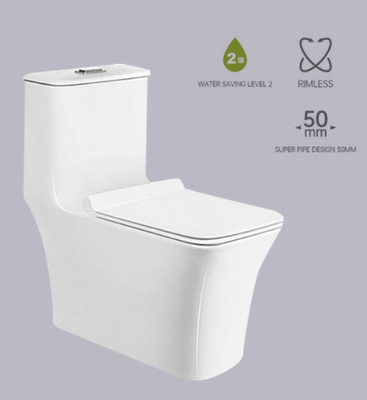 Scratch Resistant Philippine  Rimless Siphonic One Piece Toilet Super Pipe Design 50mm