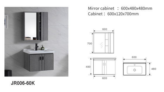 CE Single Hole Bathroom Wash Basin Mirror Cabinet White Wear Resisting