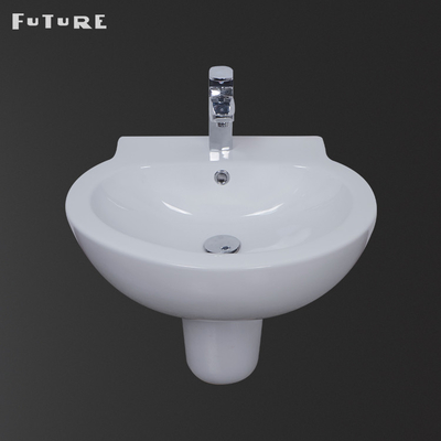 CE Wall Hung Semi Bathroom Pedestal Basin Eco Friendly Single Hole