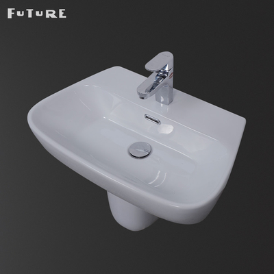 555*455*380mm Half Pedestal Wash Basin Compact Pedestal Sink