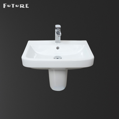 Contemporary 550mm Bathroom Pedestal Basin Back To Wall Basin Sink