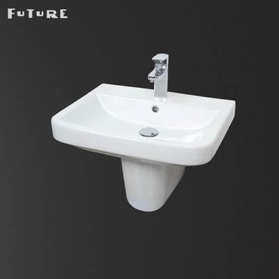 Contemporary 550mm Bathroom Pedestal Basin Back To Wall Basin Sink