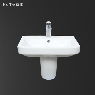 Contemporary 550mm Bathroom Pedestal Basin Back To Wall Basin Sink