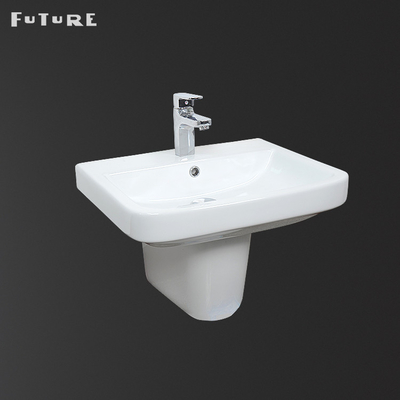 Contemporary 550mm Bathroom Pedestal Basin Back To Wall Basin Sink