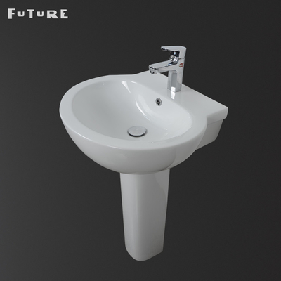 Anti Corrosion Oval Pedestal Sink Full Pedestal Basin Standard Sinkhole