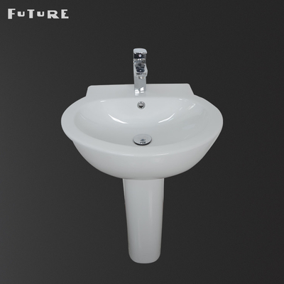 Anti Corrosion Oval Pedestal Sink Full Pedestal Basin Standard Sinkhole