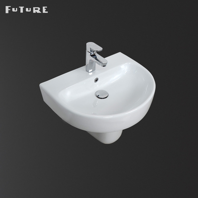 Ceramic One Piece Pedestal Wash Basin 12 Inch Pedestal Sink Floor Mounted