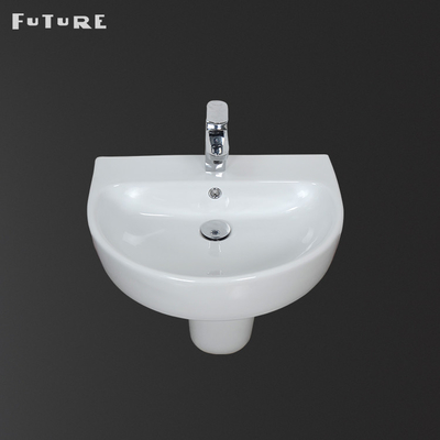Ceramic One Piece Pedestal Wash Basin 12 Inch Pedestal Sink Floor Mounted