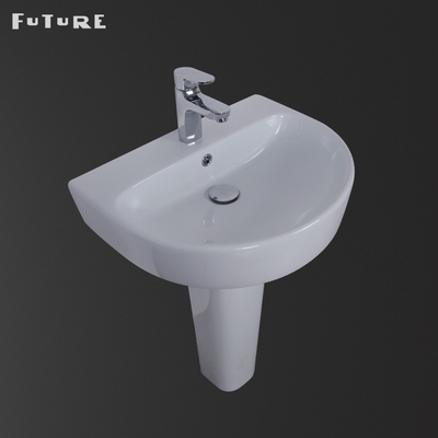 Single Hole Sqaure Bathroom Pedestal Basin 840mm High 560mm Wide