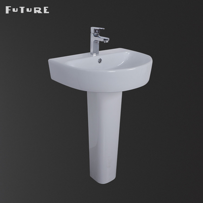 Single Hole Sqaure Bathroom Pedestal Basin 840mm High 560mm Wide