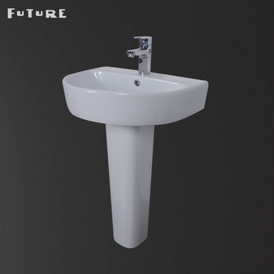 Single Hole Sqaure Bathroom Pedestal Basin 840mm High 560mm Wide