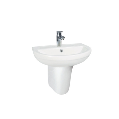 Stone Resin One Hole Bathroom Pedestal Basin 20 Inch Wide Pedestal Sink
