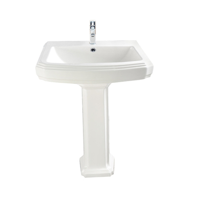 571mm Wide Bathroom Pedestal Basin Small White Pedestal Sink  Easy Clean