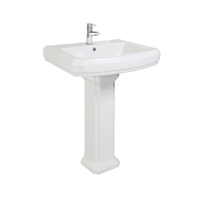 571mm Wide Bathroom Pedestal Basin Small White Pedestal Sink  Easy Clean