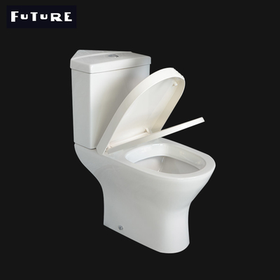 Smooth Glazed S Trap Close Coupled Corner Toilet Elongated 378mm  2 Piece WC