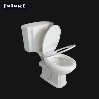 Future Elongated Bowl Close Coupled Bathroom Toilet For Hotel 365mm Wide