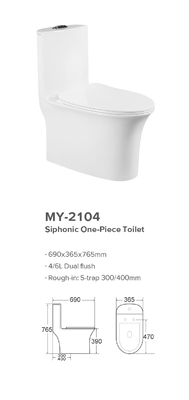 European Style S Trap Siphonic One Piece Wc Antibacterial