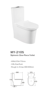 Antibacterial S Trap Siphonic One Piece Wc Flushing Button
