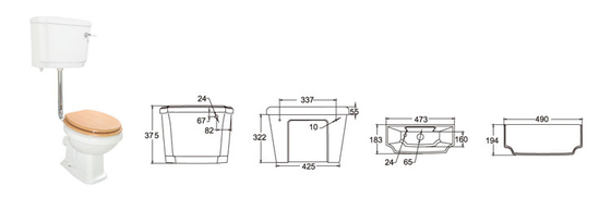 Bathroom Low level cistern single flush Toilet