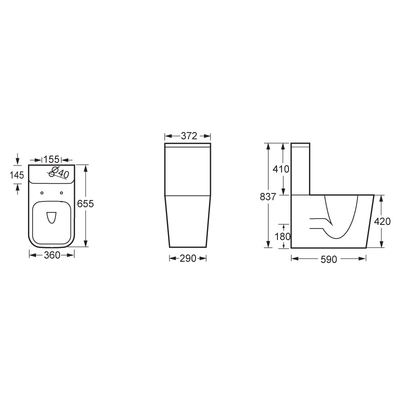 High Density Bathstore Close Coupled Toilet White Two Piece WC Strong Load Bearing