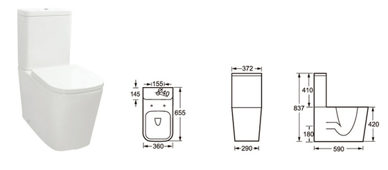 High Density Bathstore Close Coupled Toilet White Two Piece WC Strong Load Bearing