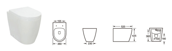 Automatic Operation Round  Back To Wall Toilet For Bathroom Wear Resistance