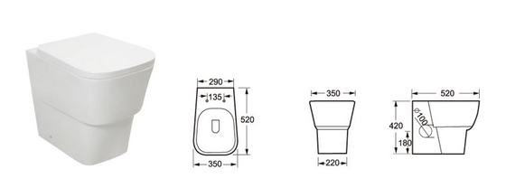 slow descent design Back to Wall Toilet Wc Sanitary Ware 520*350*420mm