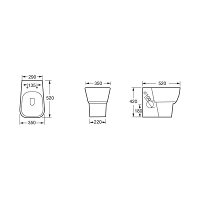 slow descent design Back to Wall Toilet Wc Sanitary Ware 520*350*420mm
