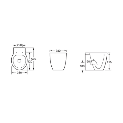 Efficient Flushing White Back To Wall Toilet One Piece Ceramic Toilet 520mm