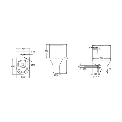 Dual Flush 3L 6L Washing Down Two Piece Wc For The Bathroom 600*368*398MM