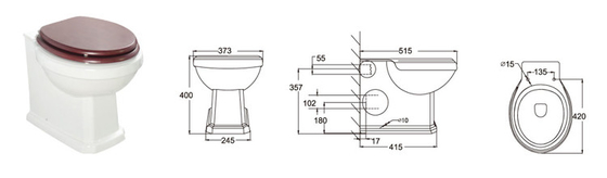 Smooth Glazed round back to wall toilet Close Coupled  420mm deepth