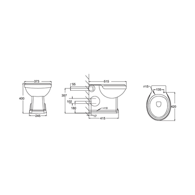 Smooth Glazed round back to wall toilet Close Coupled  420mm deepth