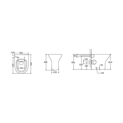 CE Gravity Flushing Back To Wall Wc Pan Comfort Height Aging Resistance