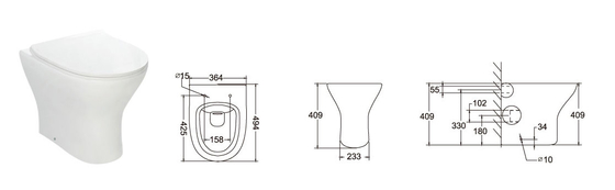 CE Gravity Flushing Back To Wall Wc Pan Comfort Height Aging Resistance