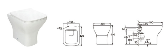 Sanitary Ware 420mm Comfort Height Compact Back To Wall Toilet Gravity Flushing