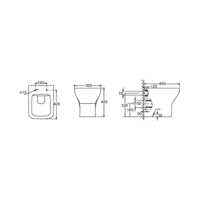 Sanitary Ware 420mm Comfort Height Compact Back To Wall Toilet Gravity Flushing