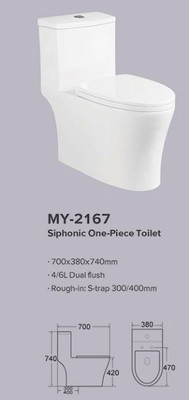 Automatic Deodorization Siphonic One Piece Toilet Bowl Without Tank Smooth Glazed