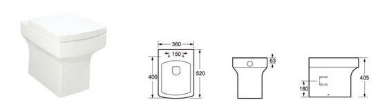 520*360*405mm Compact Back To Wall Toilet High Efficient Flushing