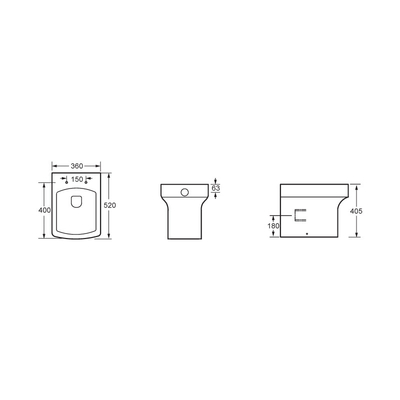 520*360*405mm Compact Back To Wall Toilet High Efficient Flushing