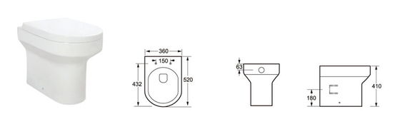 Water Saving Short Projection Back To Wall Toilet 20KG-30KG weight antibacterial