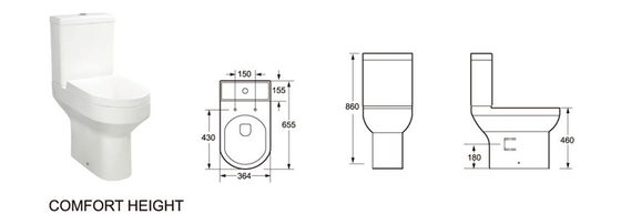 Polished Ceramic White  Close Coupled Bathroom Toilet Mute Stabilize