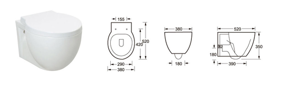 Mute Flushing One Piece Wall Hung Toilet Wall Hanging Toilet Auto Deodorization