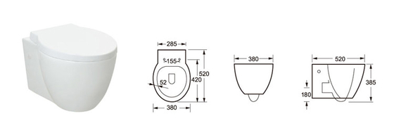 Round Polished Ceramic Elongated Seat Wall Hung Wc For Bathroom