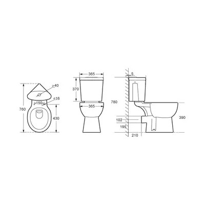 CE Flush Button Contemporary Close Coupled Toilet Elongated Automatic Operation