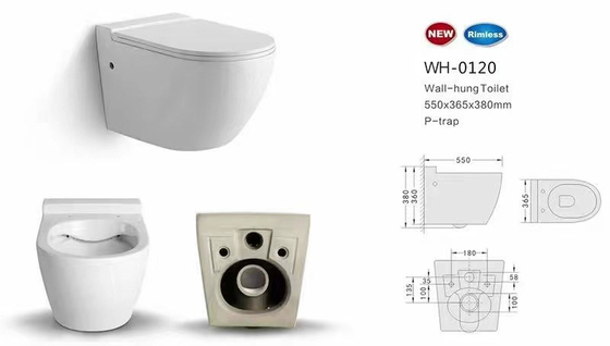Aging Resistance Western Wall Mount Toilet Wall Hunging Commode  Space Saving