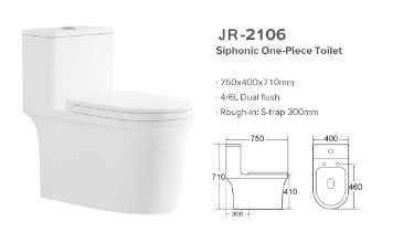 Stain Resistant Siphonic System Toilet Smooth Glazed Auto Deodorization