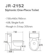 20-30KG Smooth Glazed One Piece Water Closet With WARS Approved Flush Fitting