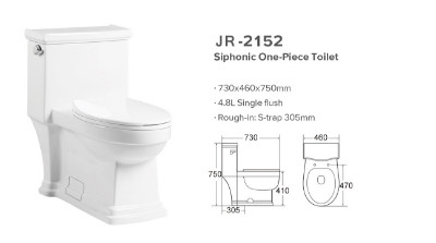 20-30KG Smooth Glazed One Piece Water Closet With WARS Approved Flush Fitting