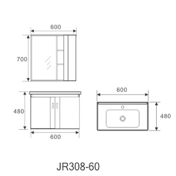 600mm Bathroom Vanity Cabinet With Mirror Ceramic Sink Vanity Scratch Resistant